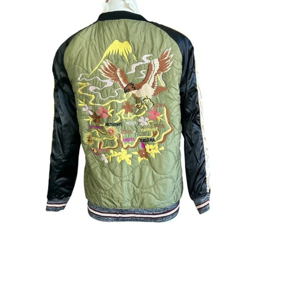 Maison Scotch Quilted Embroidered Army Bomber Jacket Size 2 = Medium - Picture 1 of 14